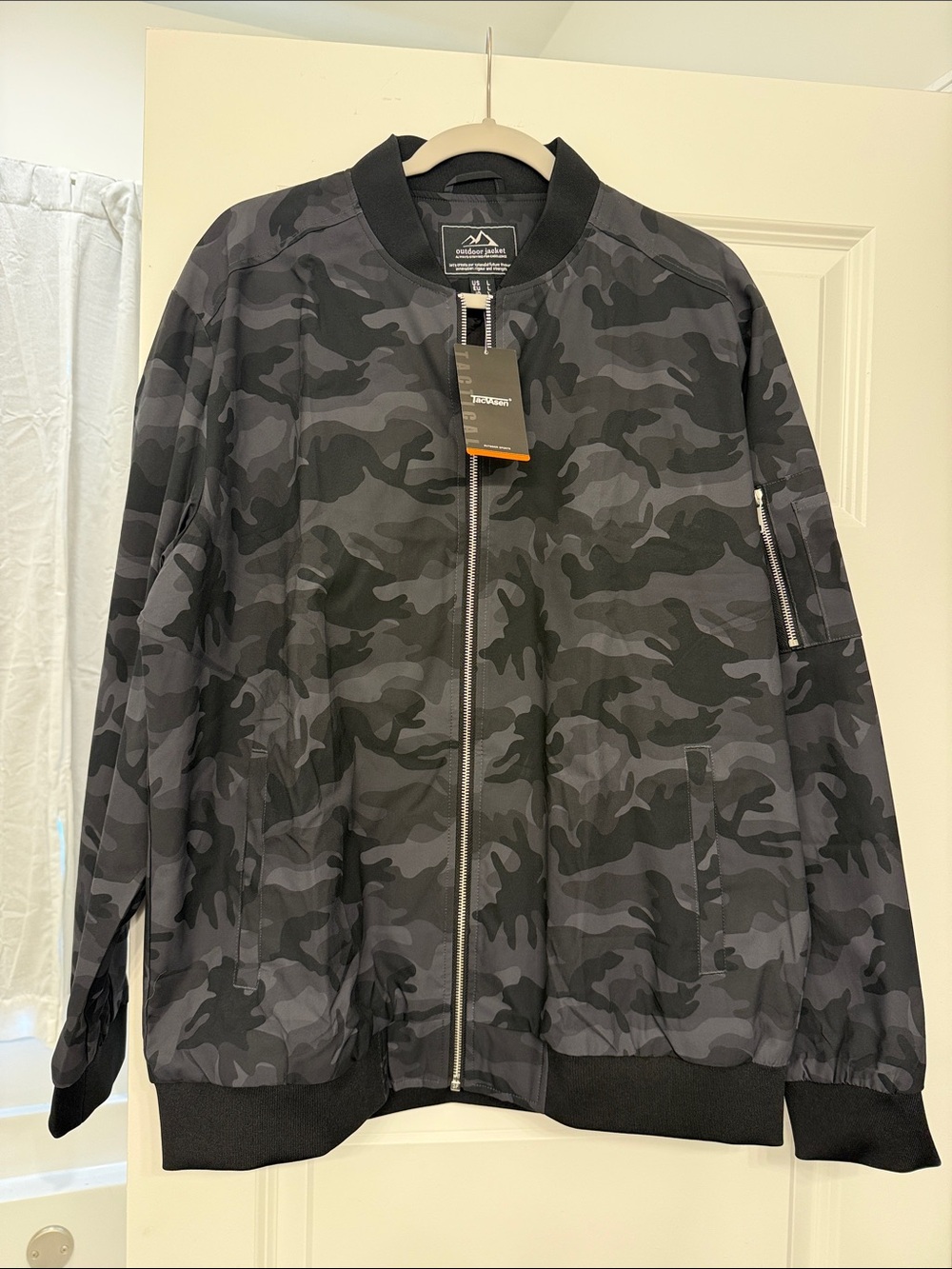Men's Black Gray Camo TacVasen Bomber Jacket